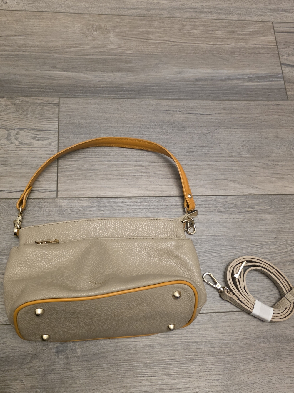 Purse Divina Firenze Triple-Compartment Italian Leather Handbag Shoulder Bag - Picture 2 of 9